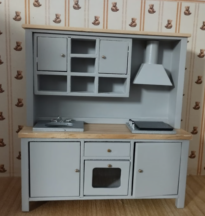 all-in-one Küche grau mit Dunst