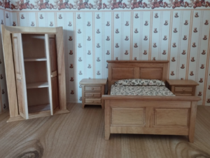 Schlafzimmer holzbraun für das Puppenhaus