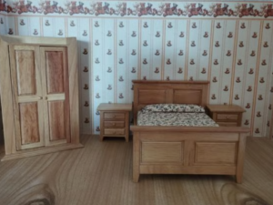 Schlafzimmer holzbraun für das Puppenhaus