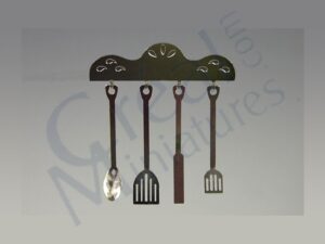 Küchenutensilien 5-teilig aus Metall für das Puppenhaus 1:12