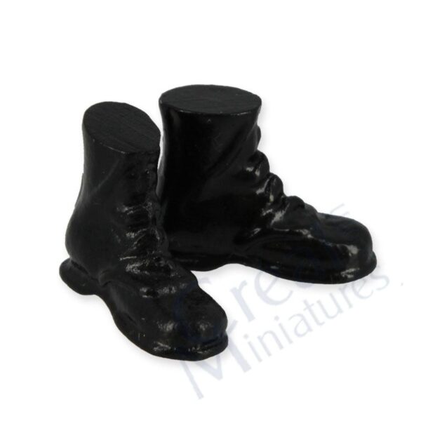 Schwarze Boots 1:12 für das Puppenhaus