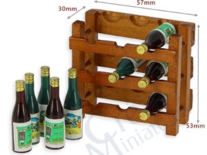 Flaschenständer mit Flaschen für das Puppenhaus 1:12 mit Maße