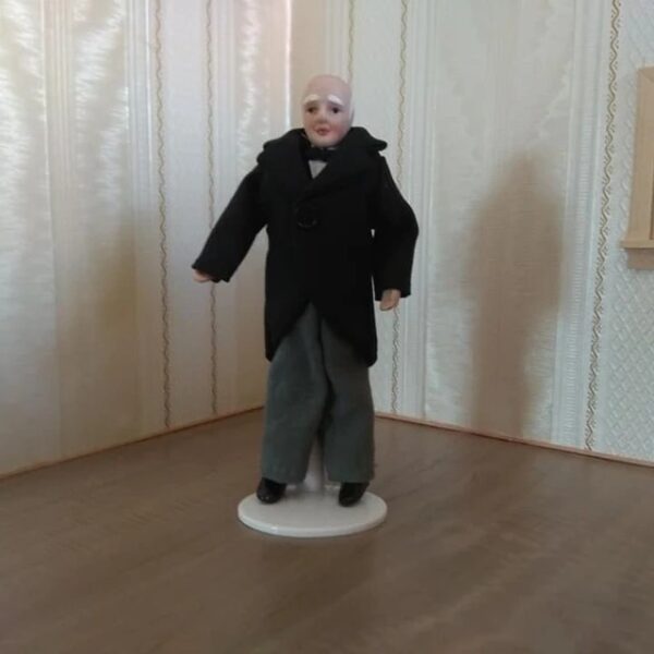 Puppenhauspuppe, Biegepuppe 1:12  Butler, Bediensteter