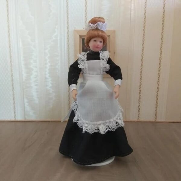 Puppenhauspuppe, Biegepuppe 1:12, Hausdame, Bedienstete