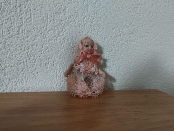 Baby rosa, Miniatur, Porzellanpuppe (7)