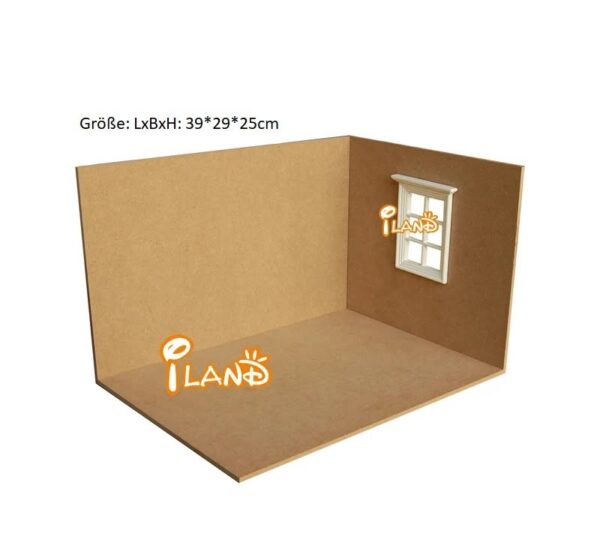 Puppenstube, Bausatz mit Fenster, Naturholz, 1:12
